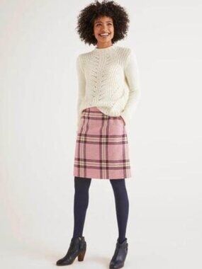 Boden pink plaid skirt